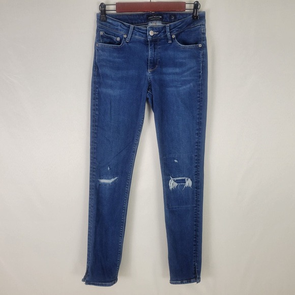 Lucky Brand Womens Jeans Size 4 Low Rise Lolita Skinny Leg Distressed Blue Denim - Picture 1 of 12